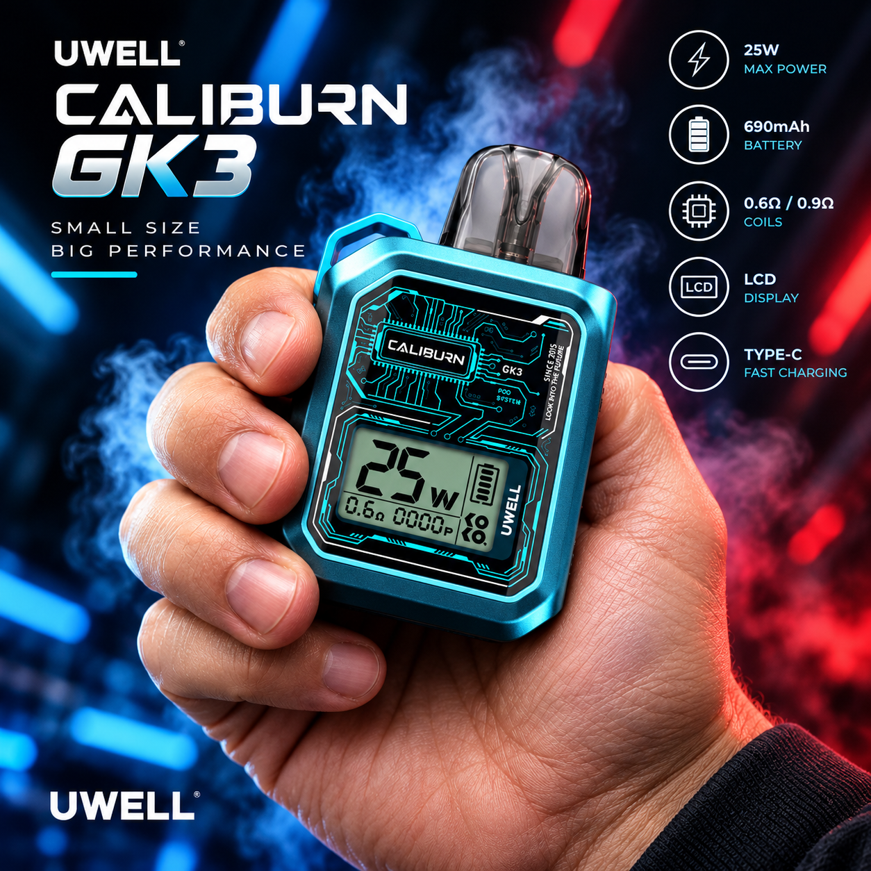 دائمی کالیبرن جی کی 3 یوول | Uwell Caliburn GK3